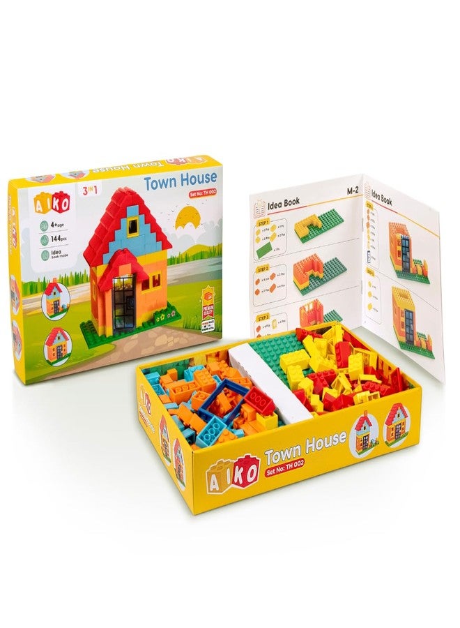 AIKO Town House Set No.2 | 144 Pcs ABS Plastic Building Blocks | Multi-Colour Construction Toy for Kids | Learning & Educational Blocks with Idea Booklet | Safe & Durable | Best Gift for Boys & Girls - Image 1
